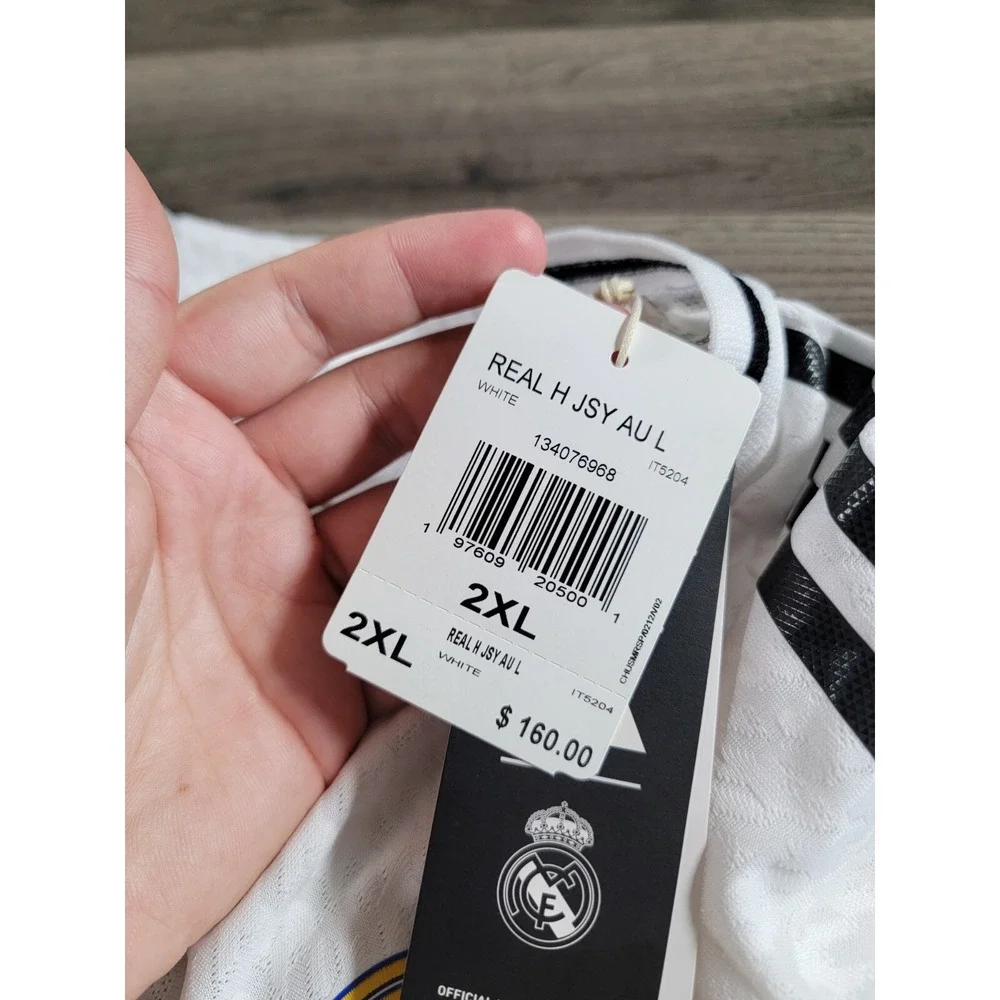 Adidas Authentic Real Madrid Home Soccer Jersey 24/25 2XL White Long Sleeve NWT